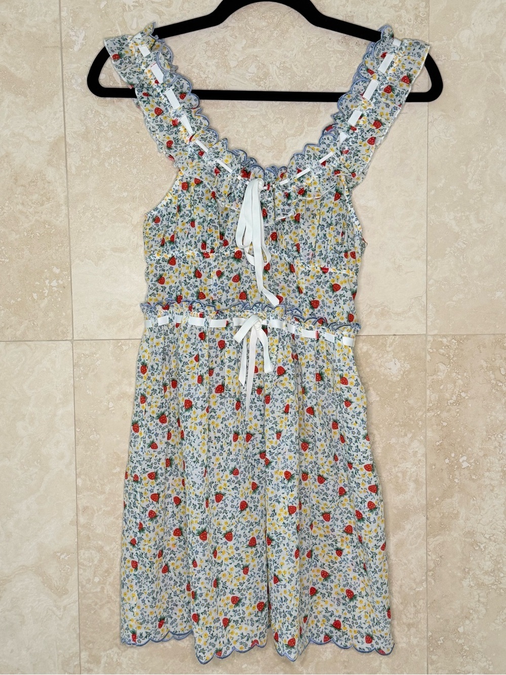 NWT For Love & Lemons x VS Strawberry Ruffle Babydoll Mini Dress